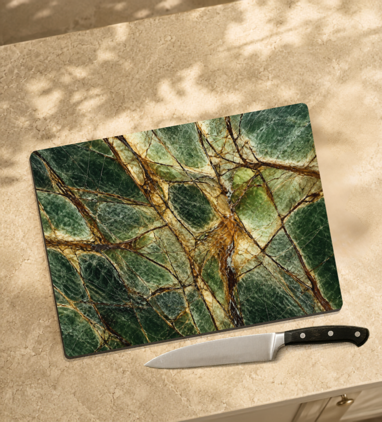 Green Marble Glass Serving Board