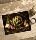 garden inspired glass cheese board by Global Artisan Co, a decorative glass serving board for cheese, appetizers, hosting, gifting, and colorful kitchen styling. Free US shipping