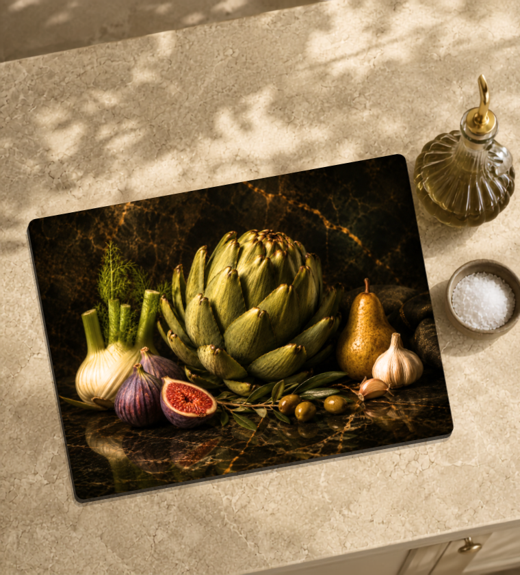 garden inspired glass cheese board by Global Artisan Co, a decorative glass serving board for cheese, appetizers, hosting, gifting, and colorful kitchen styling. Free US shipping