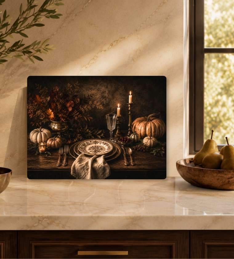 Autumn Life Glass Cheese Board