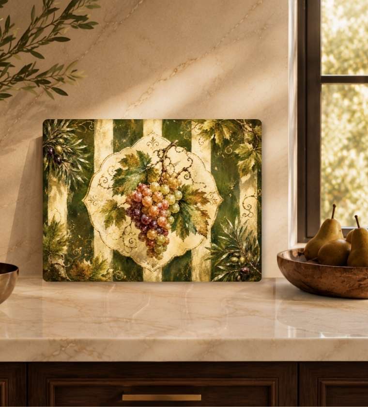 Vintage Kitchen Decor Glass Cheese Board