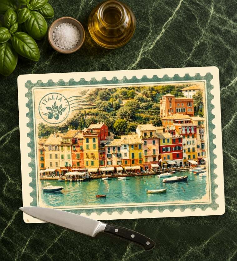 Italian Postcard Glass Cutting Board
