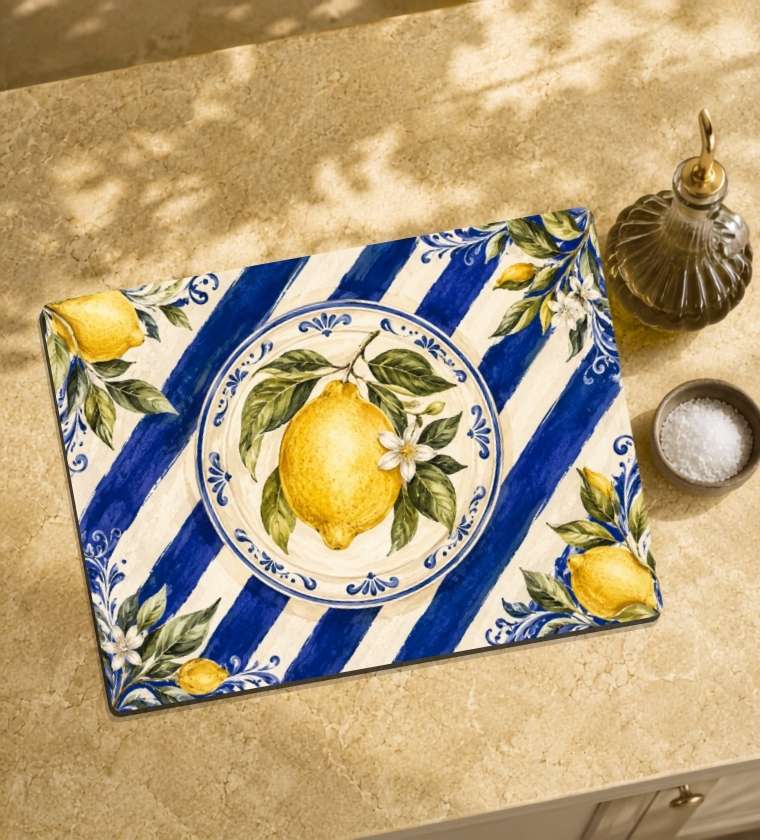 Lemon Plate Glass Cutting Board