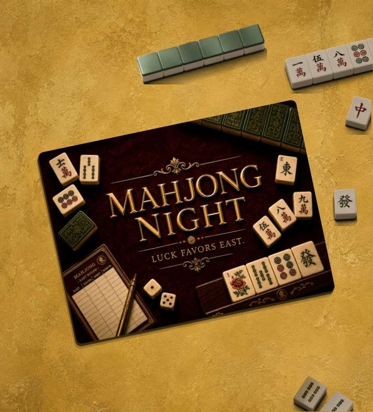 Luck Favors East Mahjong Night Glass Board