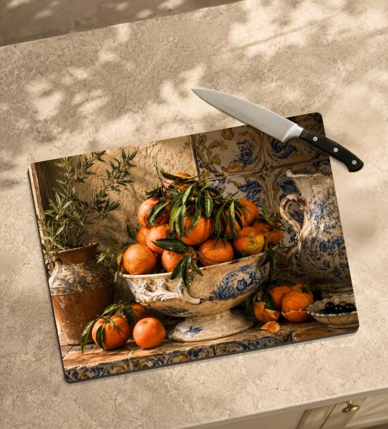 Spanish Garden Glass Kitchen Board