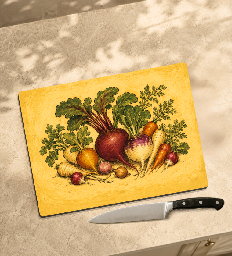 Vintage Vegetable Glass Board